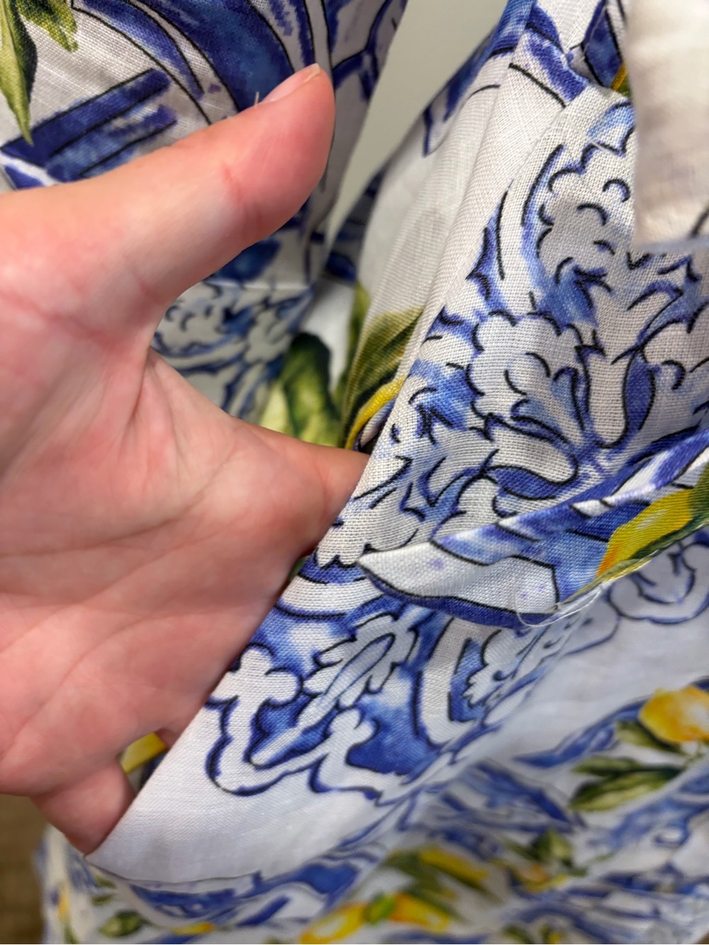 NWT IDILLIO POSITANO Linen Lemon Majolica Print Belted Button Up Shirt Dress - Picture 7 of 15